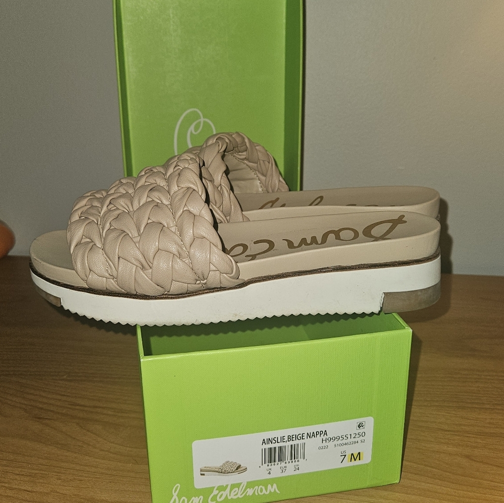 Ainsle Beige Nappa Slide Sandal
